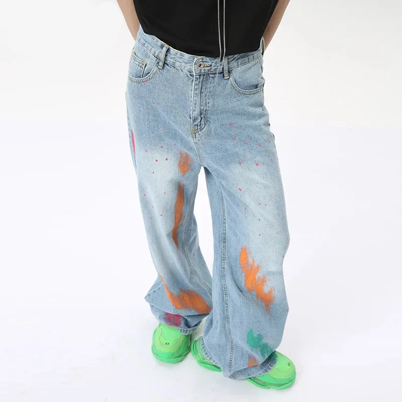 Paint Splattered Straight Leg Jeans