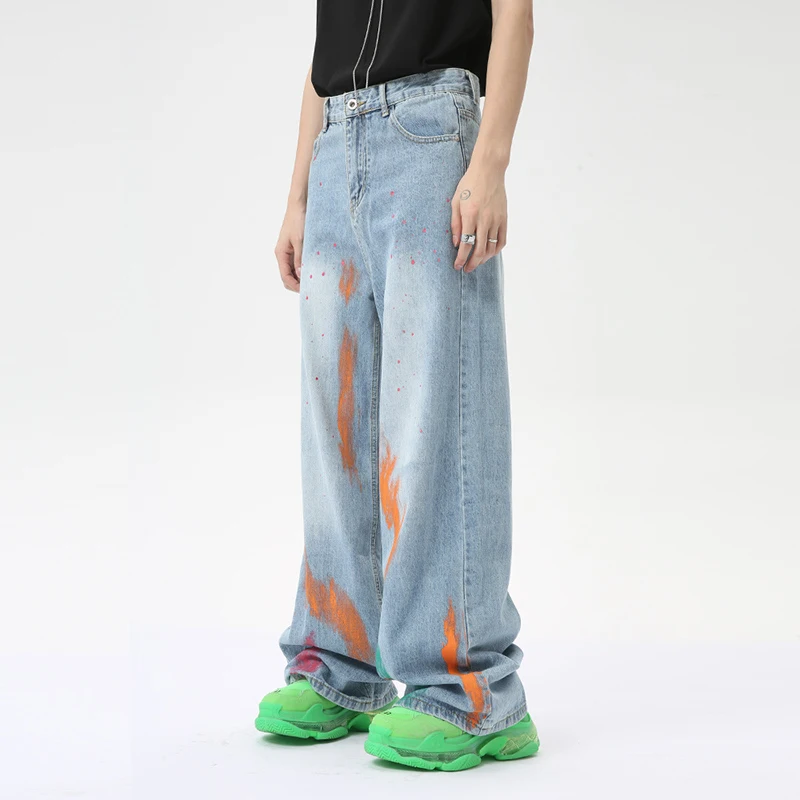 Paint Splattered Straight Leg Jeans