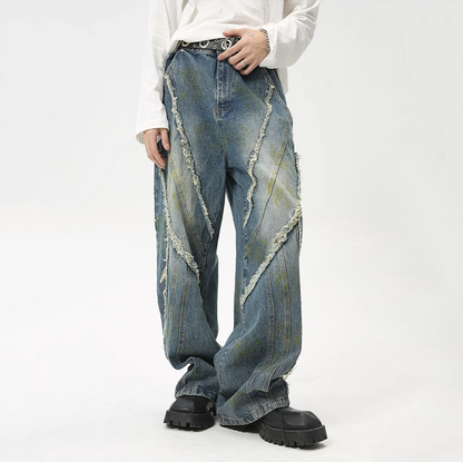 Frayed Wide Leg Denim Jeans