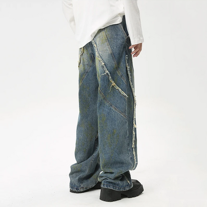 Frayed Wide Leg Denim Jeans