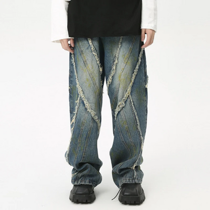 Frayed Wide Leg Denim Jeans